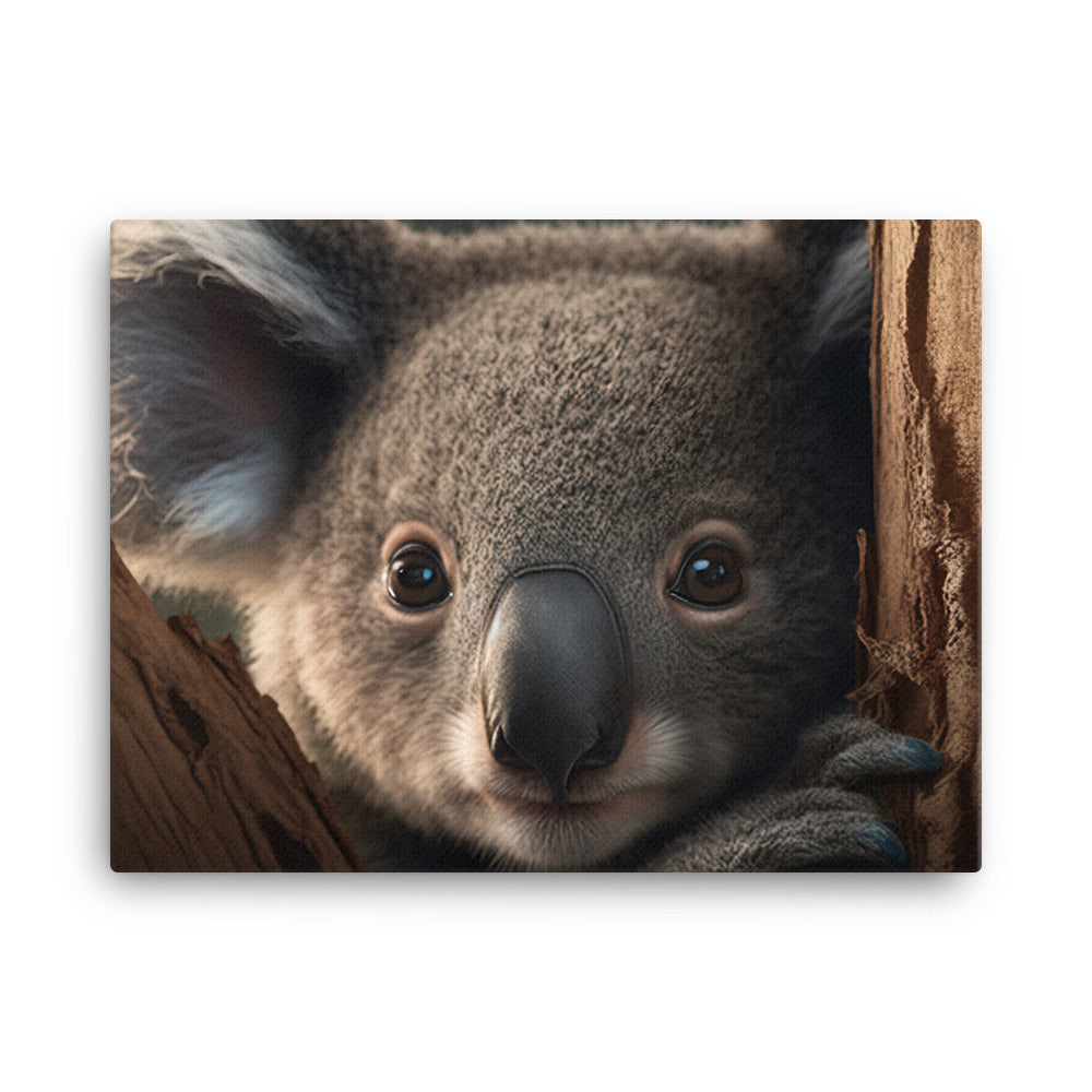 A curious koala peering down at you canvas - Posterfy.AI