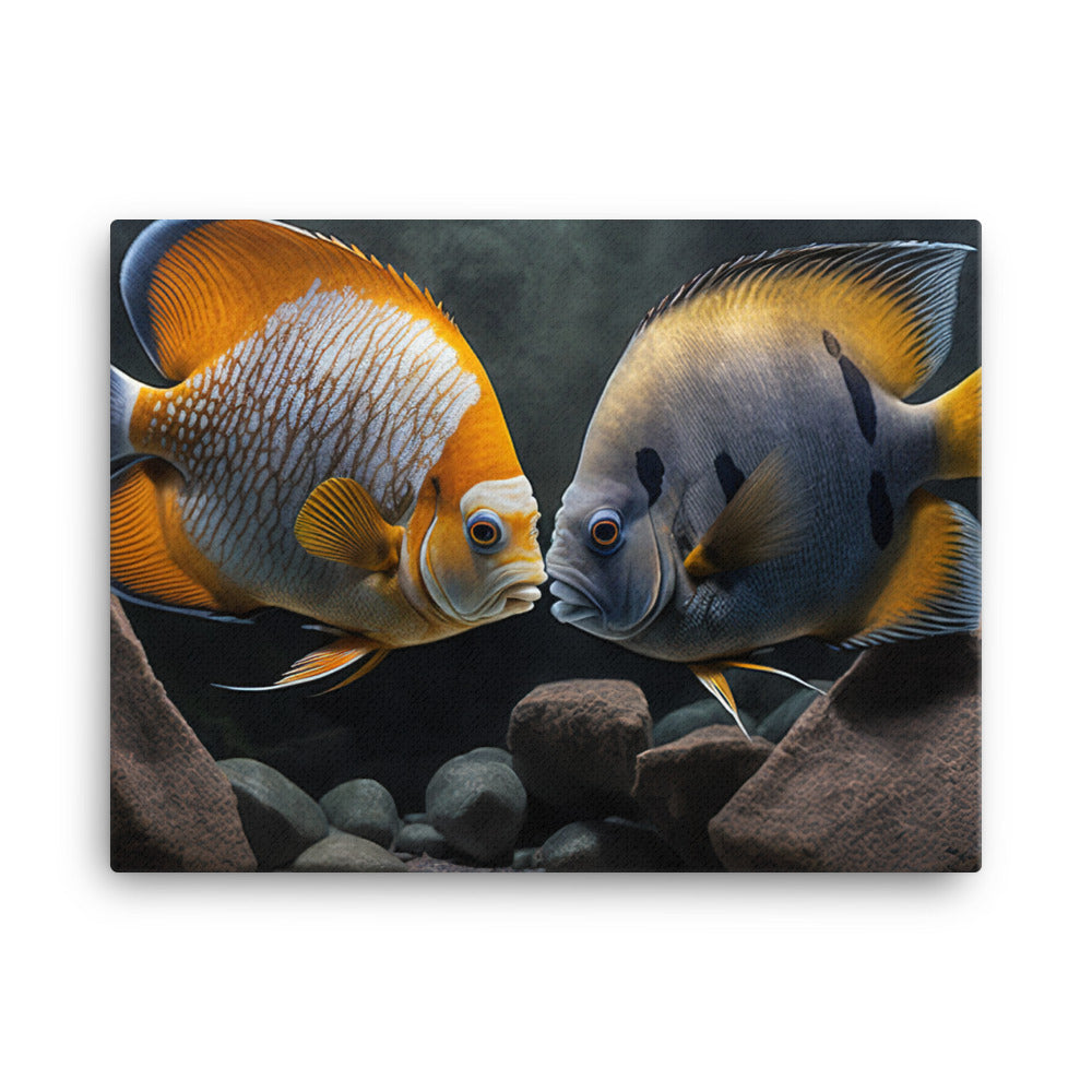 A pair of angelfish guarding their eggs canvas - Posterfy.AI