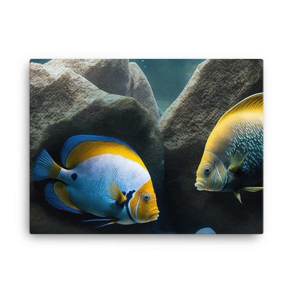 A pair of angelfish guarding their eggs canvas - Posterfy.AI