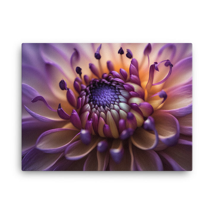A macro shot of a purple dahlia canvas - Posterfy.AI