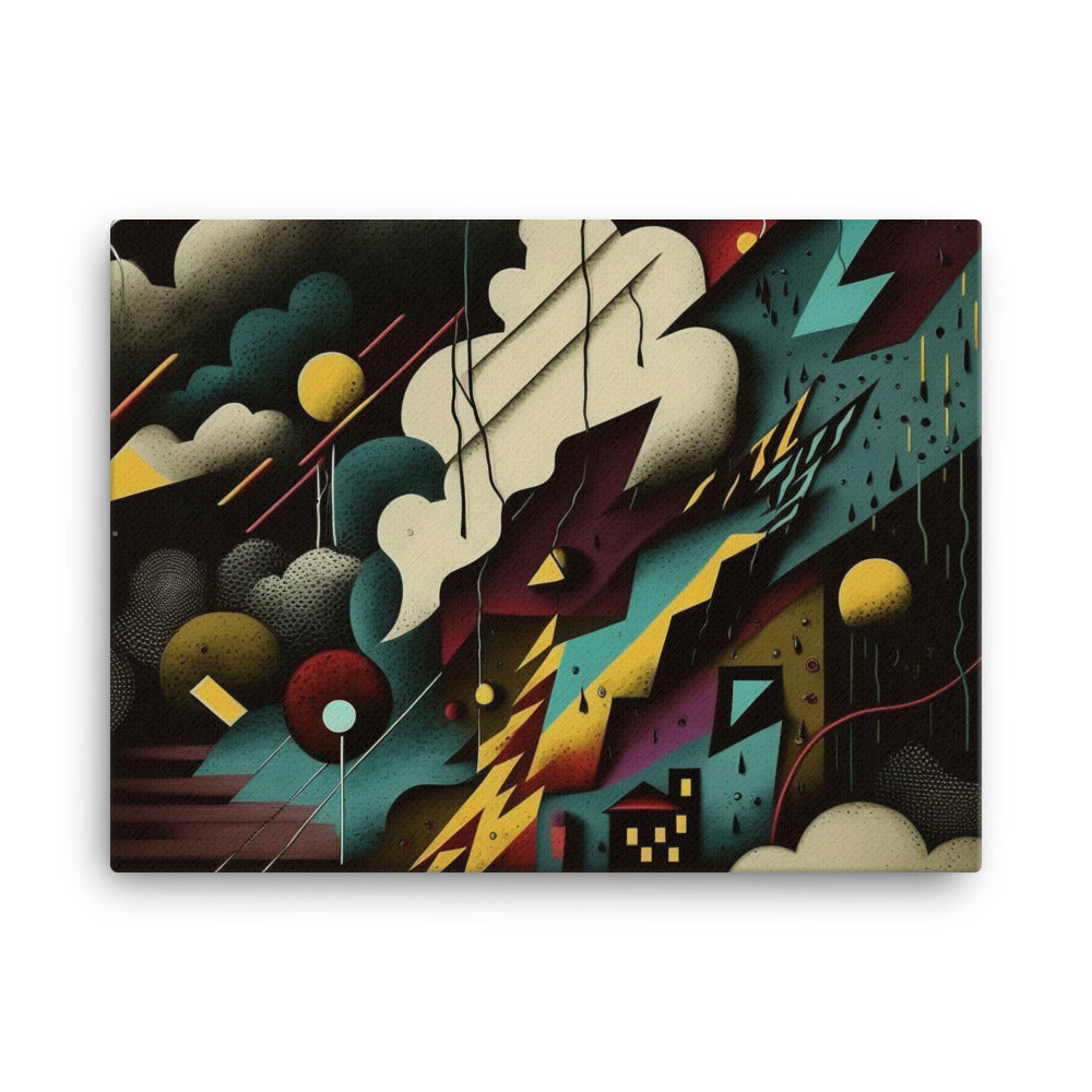 Thunderstorm in abstract colourful style canvas - Posterfy.AI