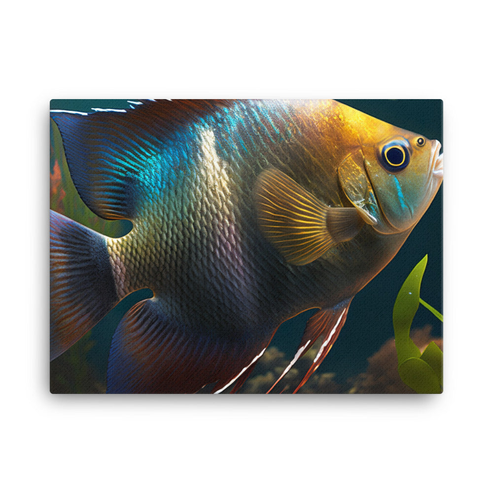 Rainbow colored angelfish canvas - Posterfy.AI