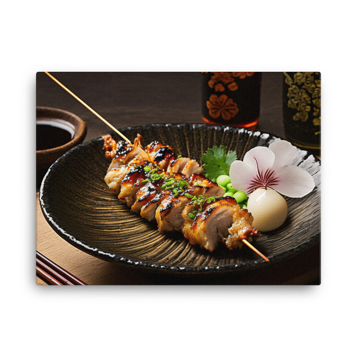 A Delicious Japanese Grilled Chicken Skewer Dish canvas - Posterfy.AI