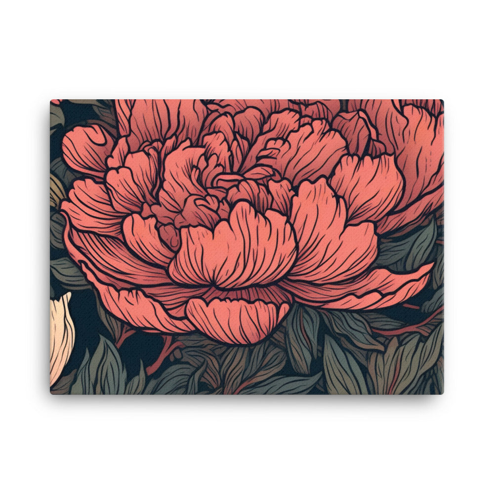 Peony Pattern canvas - Posterfy.AI