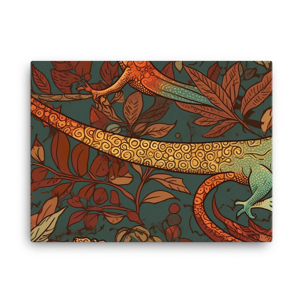 Lizard basks Pattern canvas - Posterfy.AI