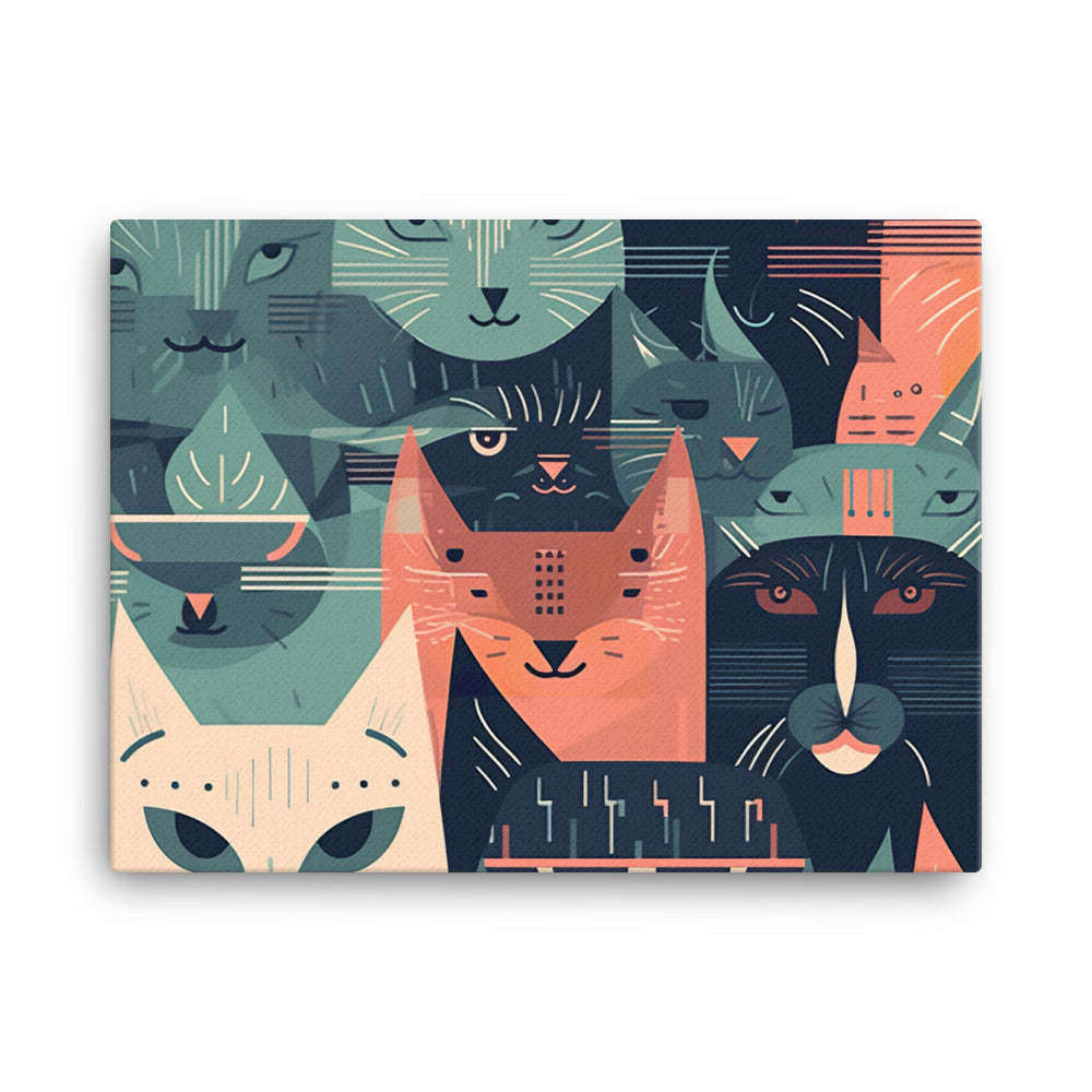 Cat faces Pattern canvas - Posterfy.AI