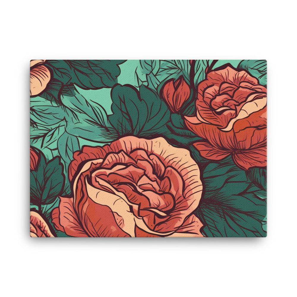 Rose Pattern canvas - Posterfy.AI