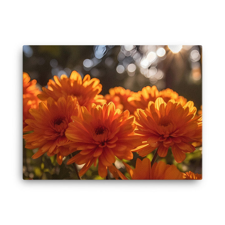 Chrysanthemums in the Fall Foliage canvas - Posterfy.AI