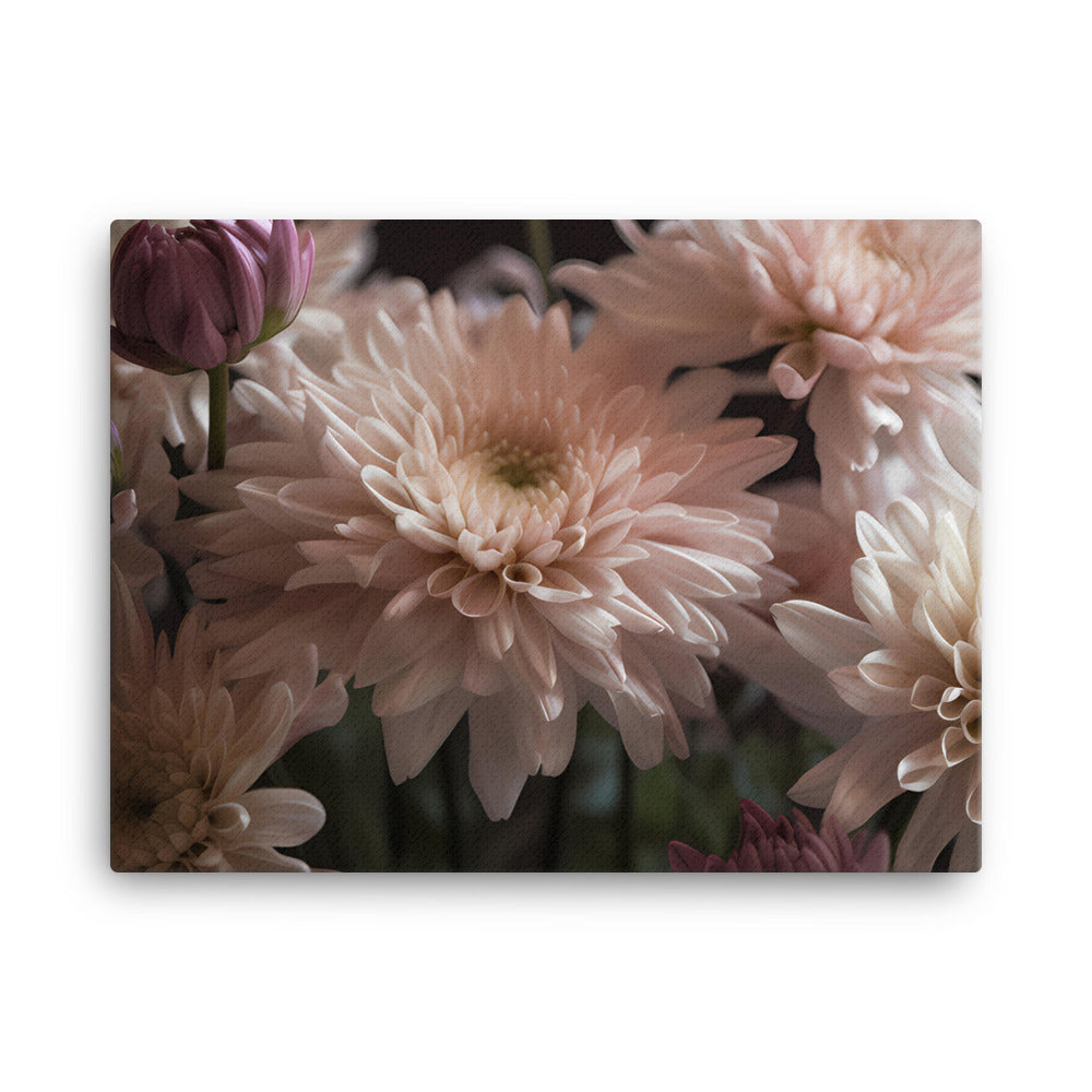 Chrysanthemum Bouquet in Soft Light canvas - Posterfy.AI
