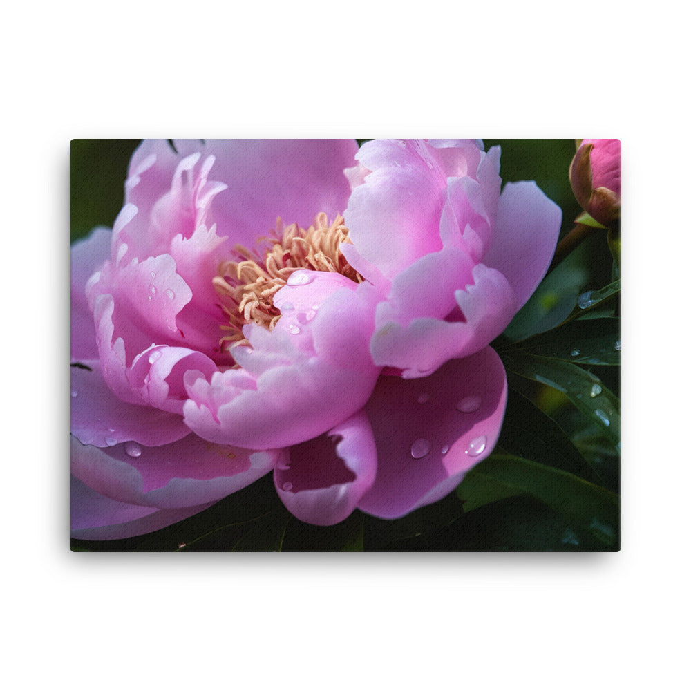 Peony Blossoms in the Morning Dew canvas - Posterfy.AI