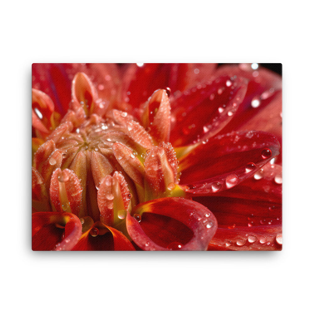 Dahlia with Dew Drops canvas - Posterfy.AI
