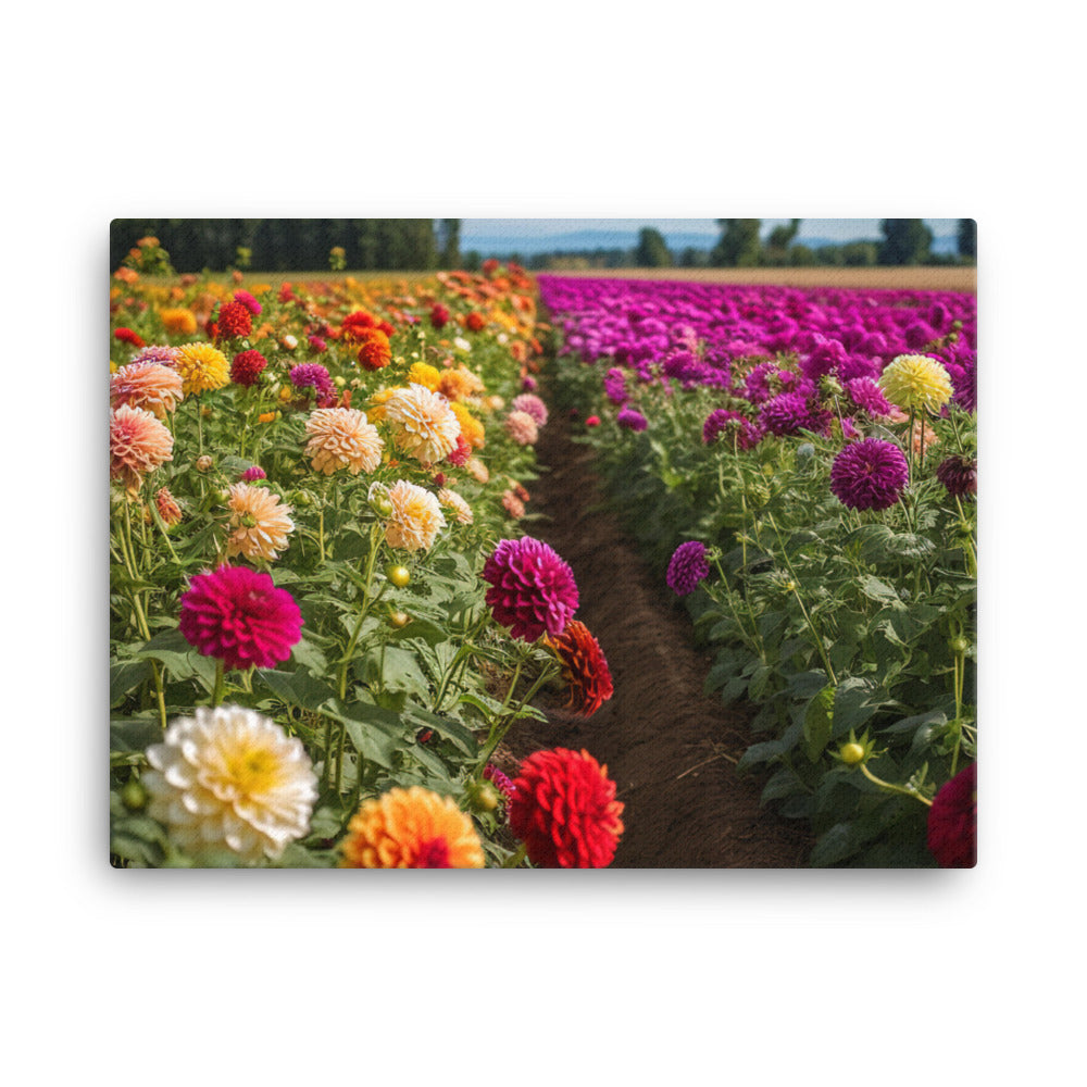 Dahlia Field in Bloom canvas - Posterfy.AI