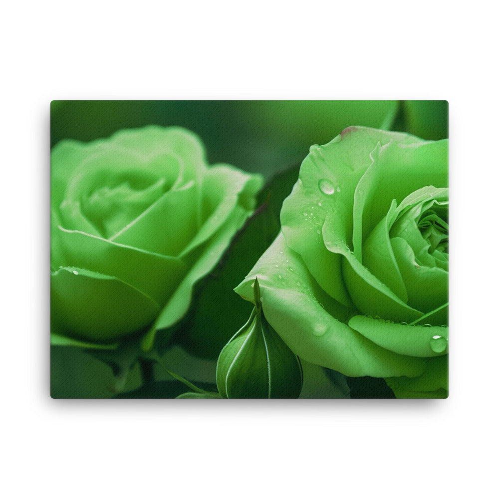 Refreshing Green Roses canvas - Posterfy.AI