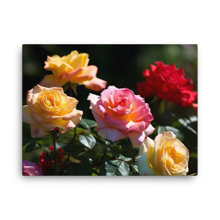 Bright Multi Colored Roses canvas - Posterfy.AI