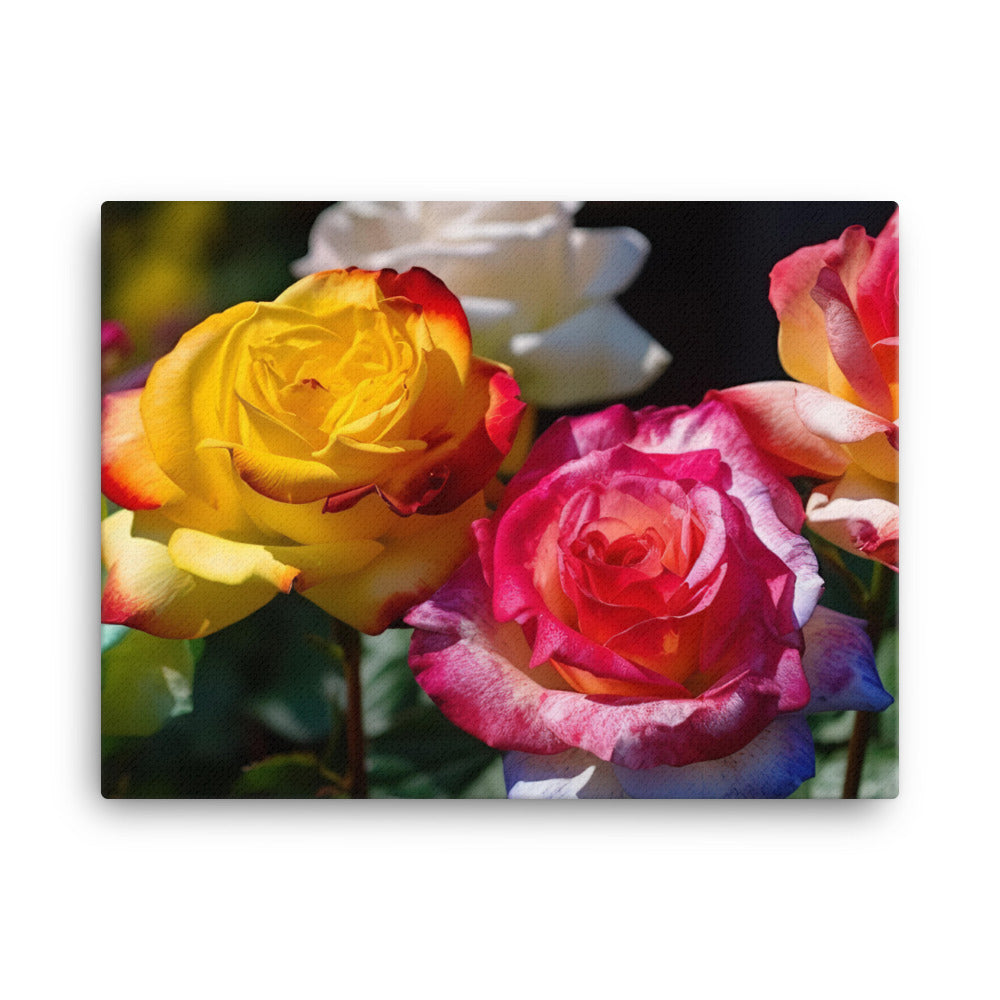 Bright Multi Colored Roses canvas - Posterfy.AI