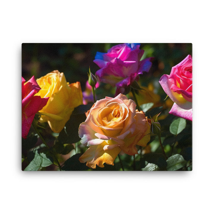 Bright Multi Colored Roses canvas - Posterfy.AI