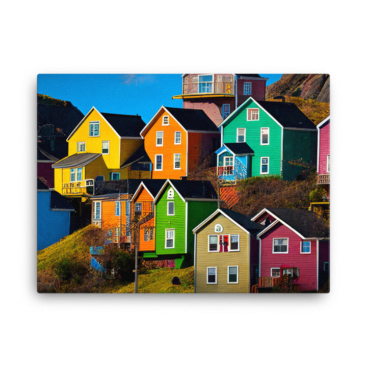 Colorful houses canvas - Posterfy.AI