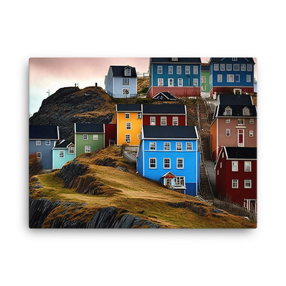 Colorful houses canvas - Posterfy.AI