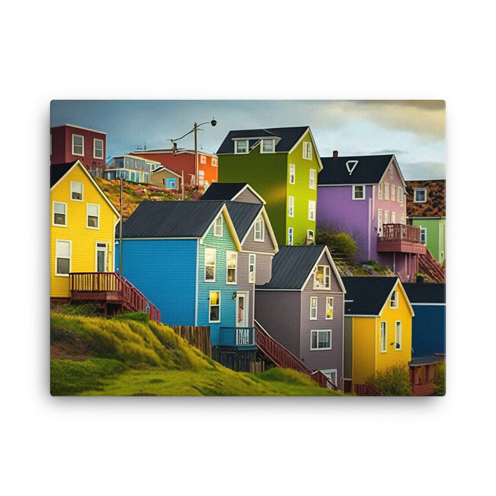 Colorful houses canvas - Posterfy.AI