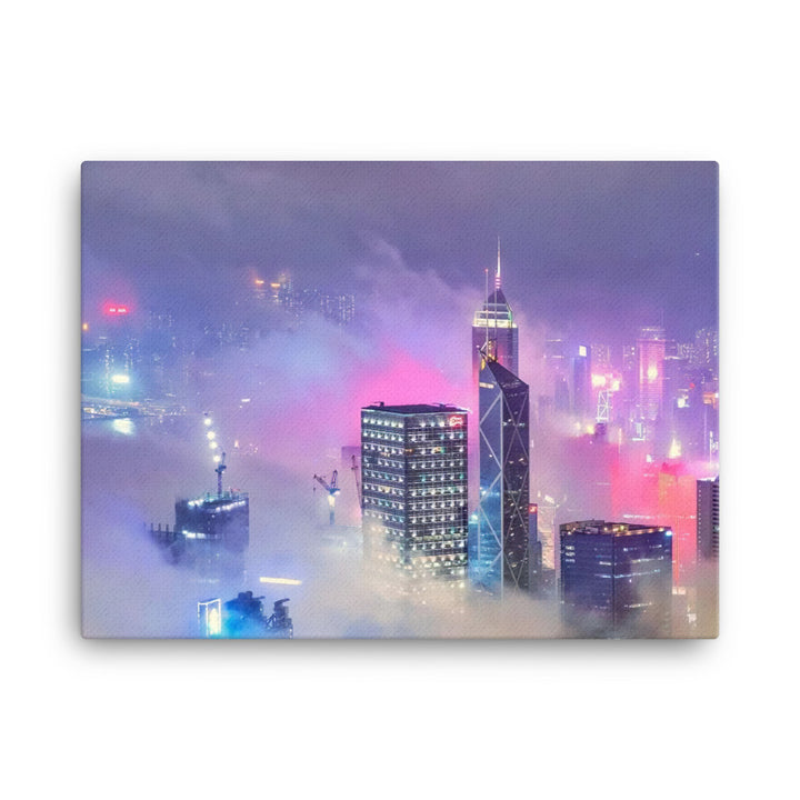 Hong Kong Blanketed in Fog canvas - Posterfy.AI