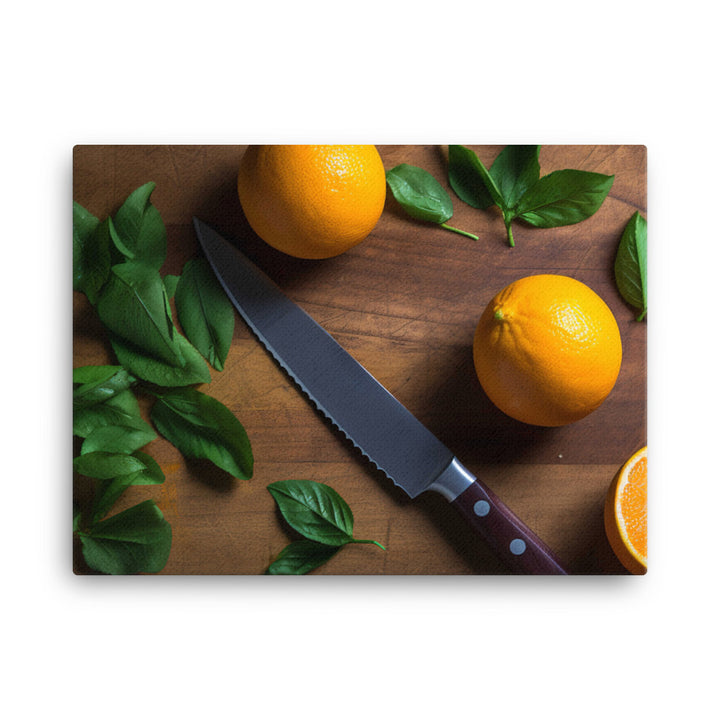 Oranges on a Cutting Board canvas - Posterfy.AI