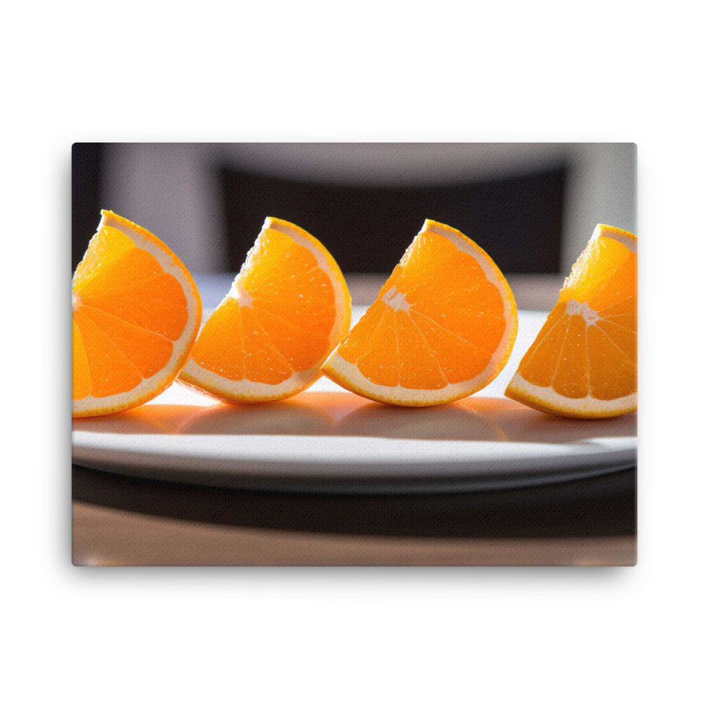 Orange Wedges on a White Plate canvas - Posterfy.AI