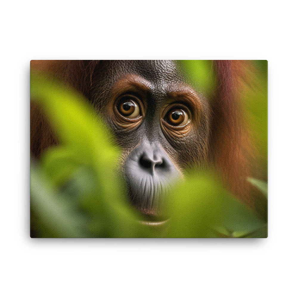 Adorable Orangutan Curiously Peeking canvas - Posterfy.AI