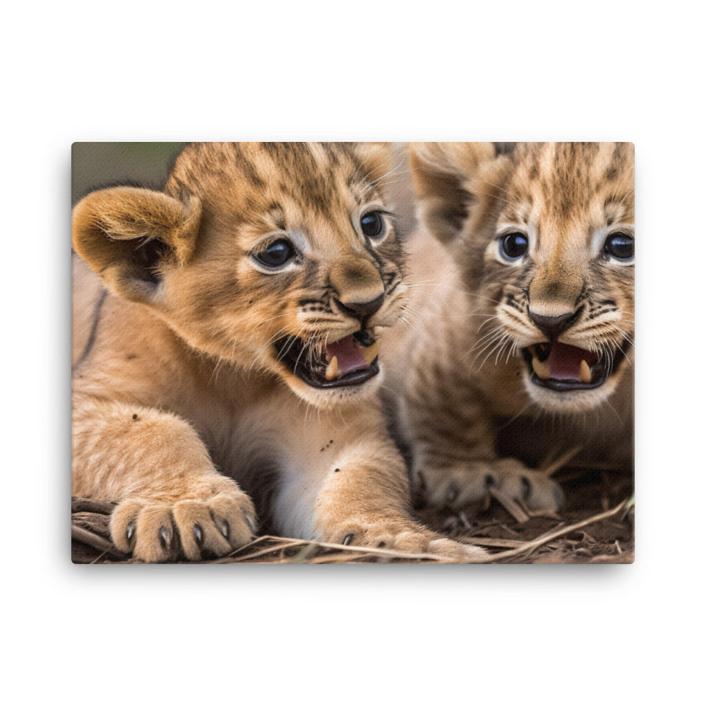 Lion Cubs Playtime canvas - Posterfy.AI