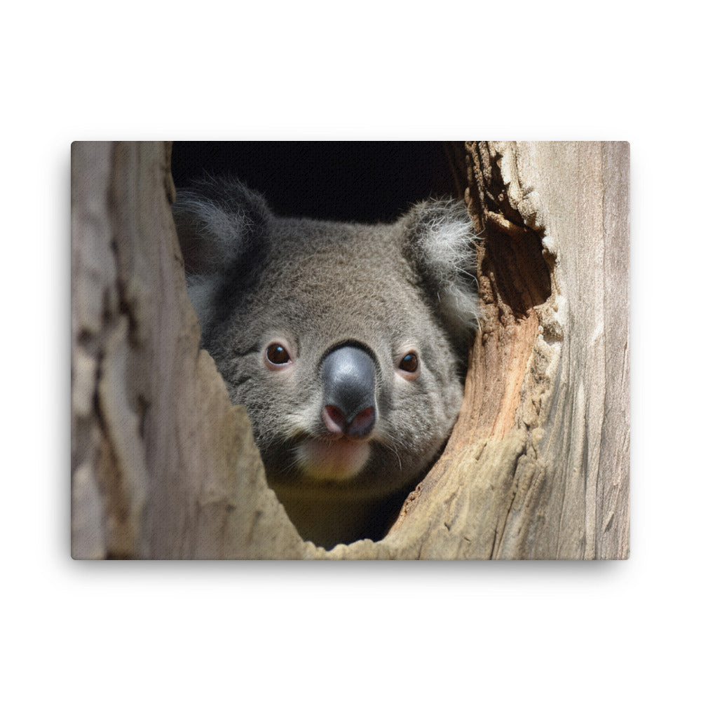 Curious Koala Peeking Out of its Tree Hollow canvas - Posterfy.AI