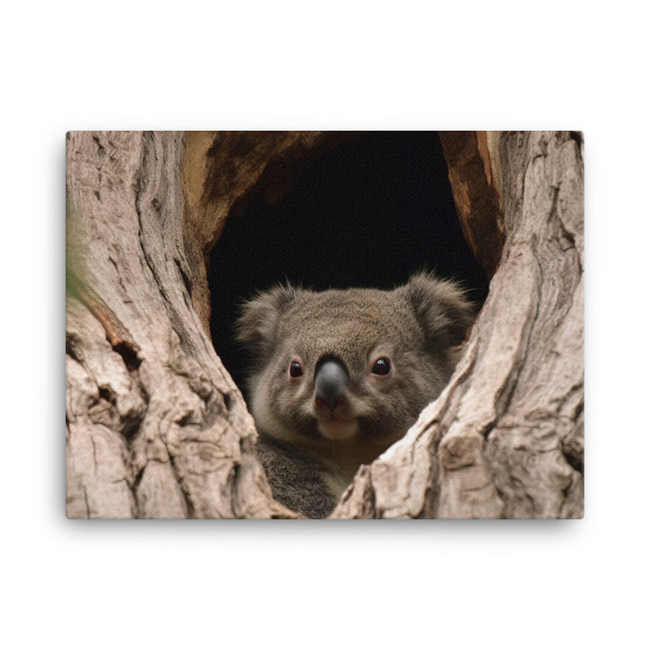 Curious Koala Peeking Out of its Tree Hollow canvas - Posterfy.AI