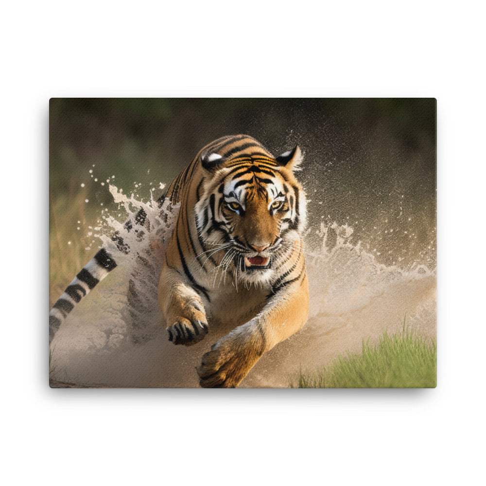 Bengal Tiger Pouncing on Prey canvas - Posterfy.AI