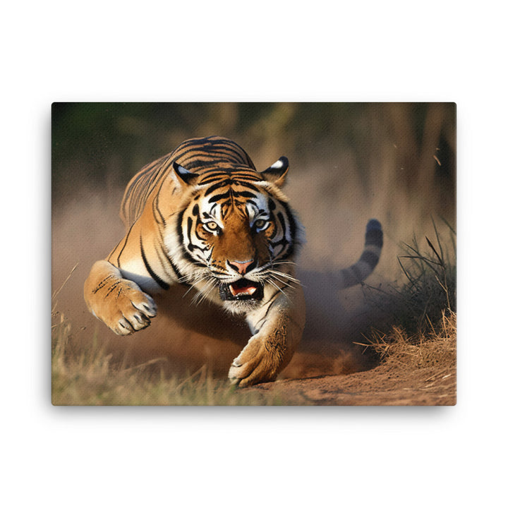 Bengal Tiger Pouncing on Prey canvas - Posterfy.AI