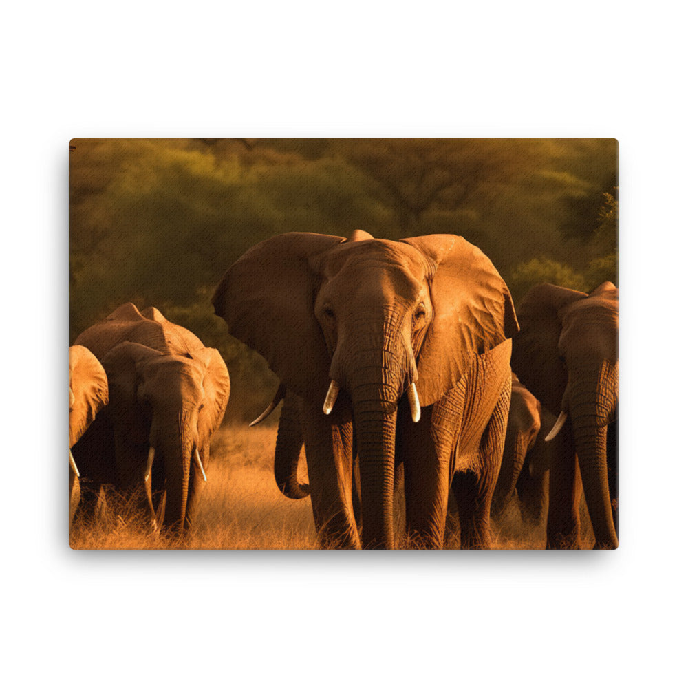 African Elephant Matriarch and Her Herd canvas - Posterfy.AI