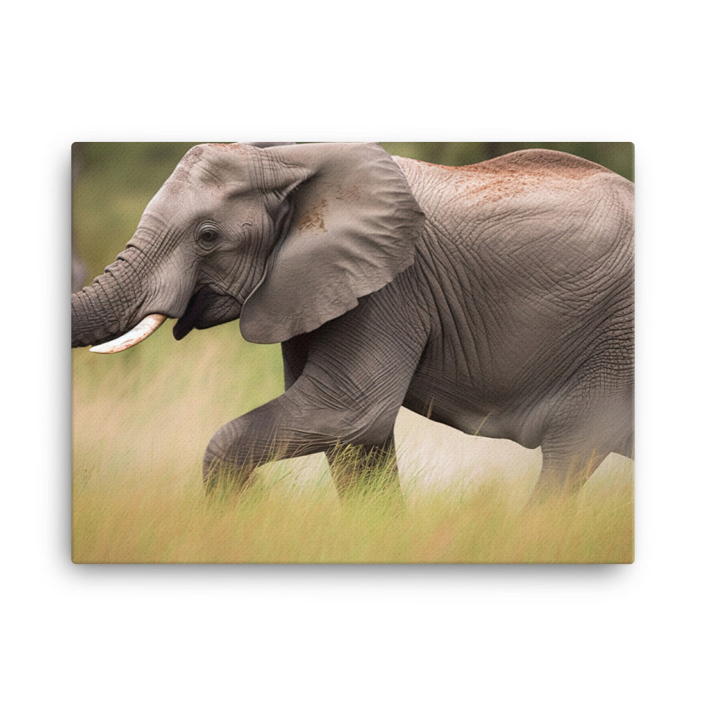 African Elephant in Motion canvas - Posterfy.AI