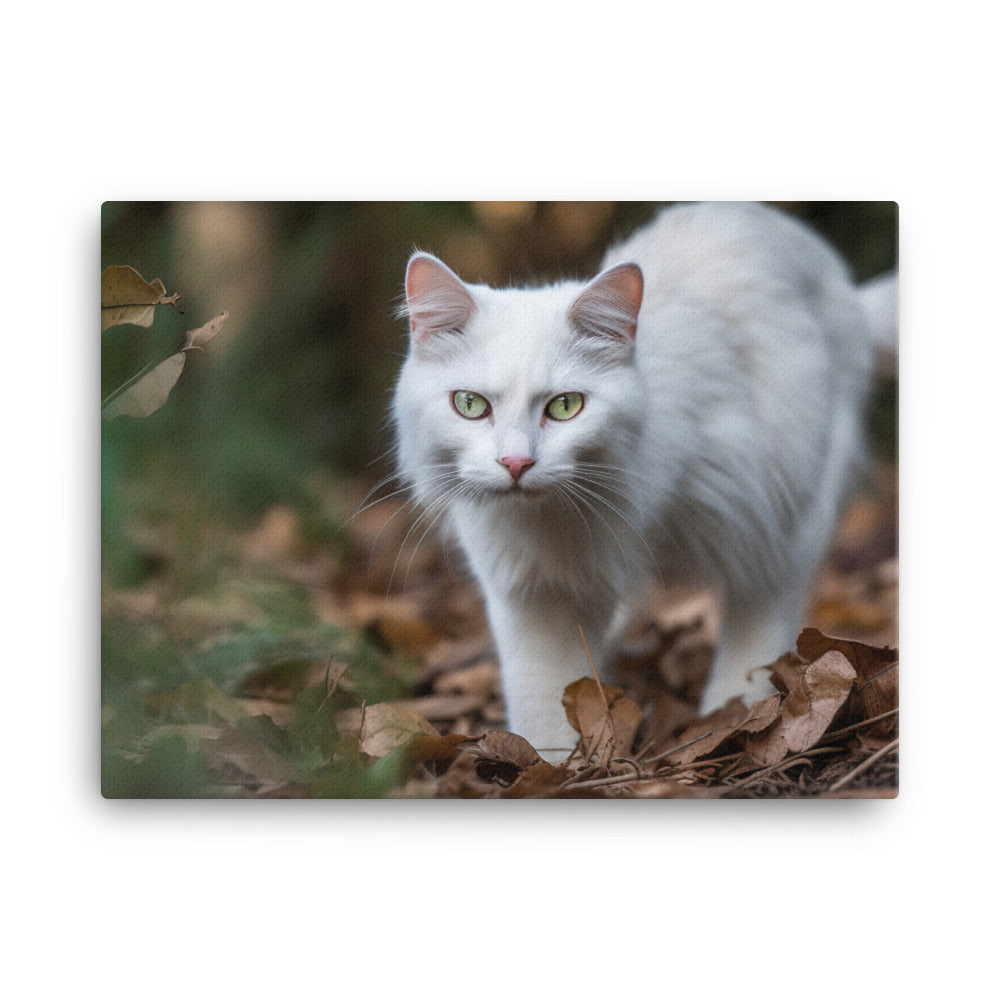 Curious Turkish Angora exploring its surroundings canvas - Posterfy.AI