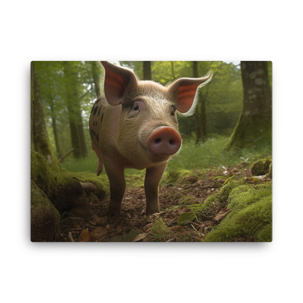 Berkshire Pig in its Natural Habitat canvas - Posterfy.AI