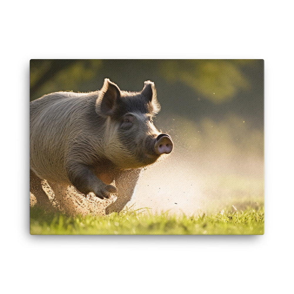 Berkshire Pig in Action canvas - Posterfy.AI