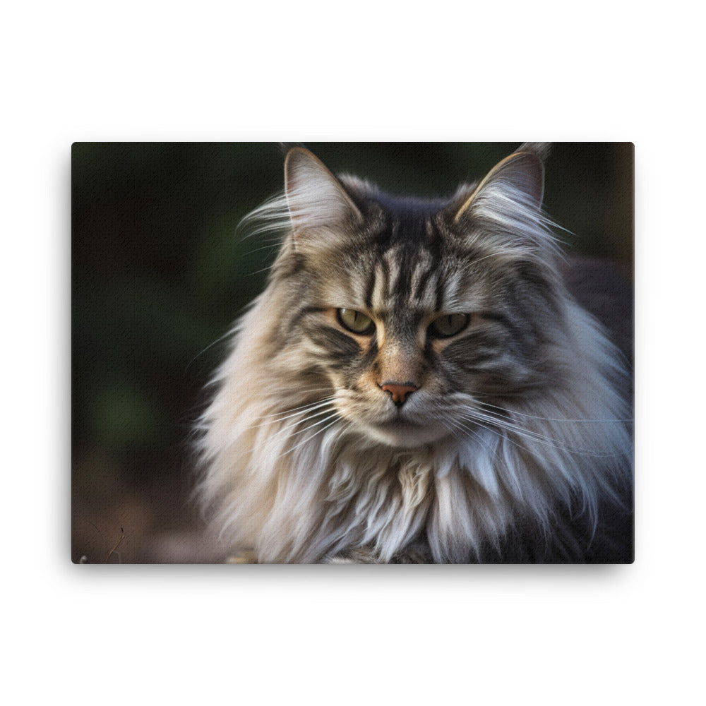 Portrait of a Majestic Norwegian Forest Cat canvas - Posterfy.AI