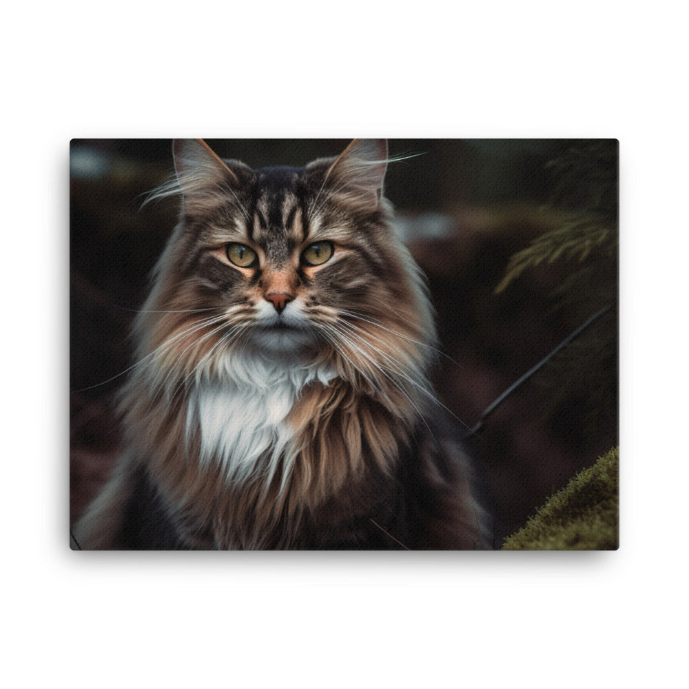 Portrait of a Majestic Norwegian Forest Cat canvas - Posterfy.AI