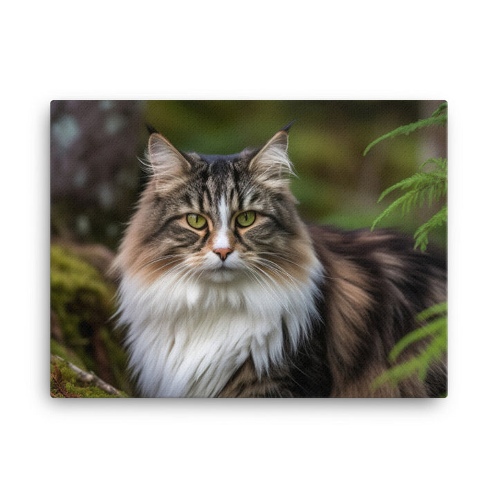 Majestic Norwegian Forest Cat in the Wild canvas - Posterfy.AI