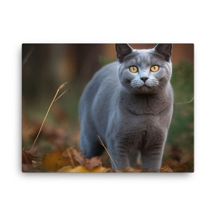 Russian Blue in Natures Playground canvas - Posterfy.AI