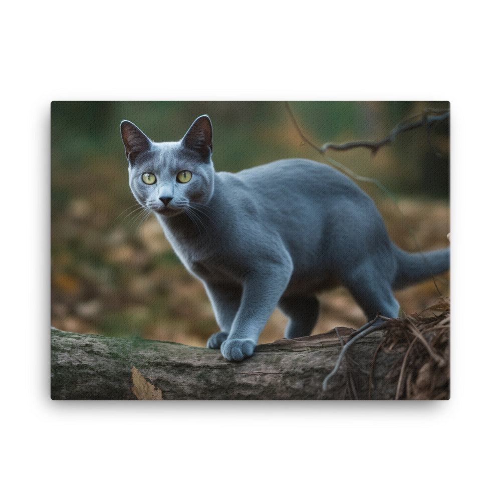 Russian Blue in Natures Playground canvas - Posterfy.AI