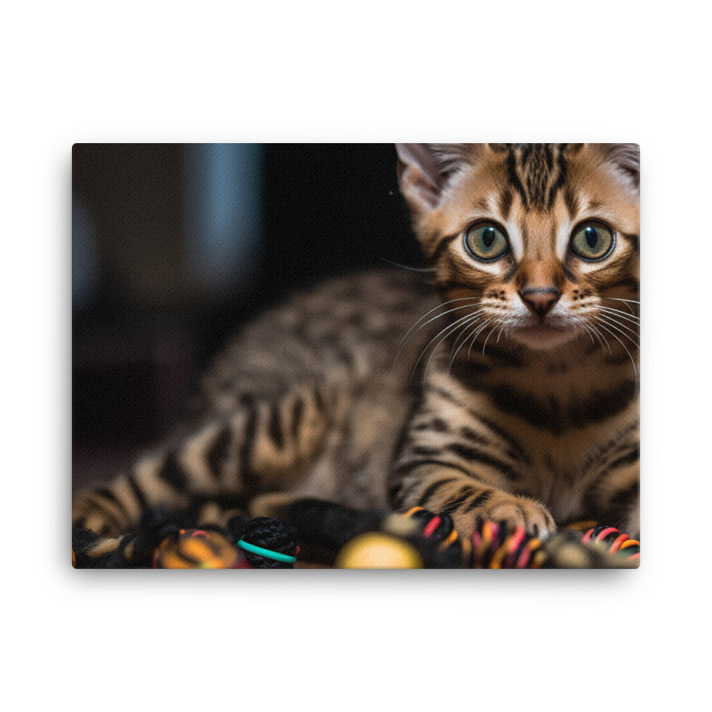 Gorgeous Bengal Kitten Playing with Toys canvas - Posterfy.AI