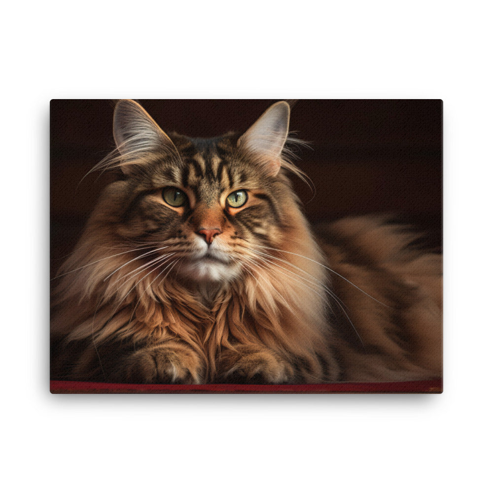 Maine Coon in its element with a regal pose canvas - Posterfy.AI