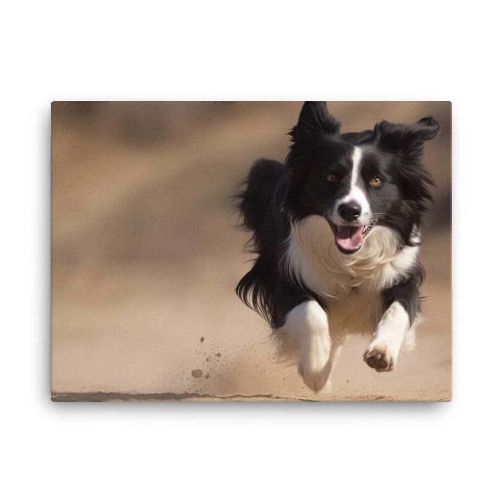 Energetic Border Collie in Action canvas - Posterfy.AI