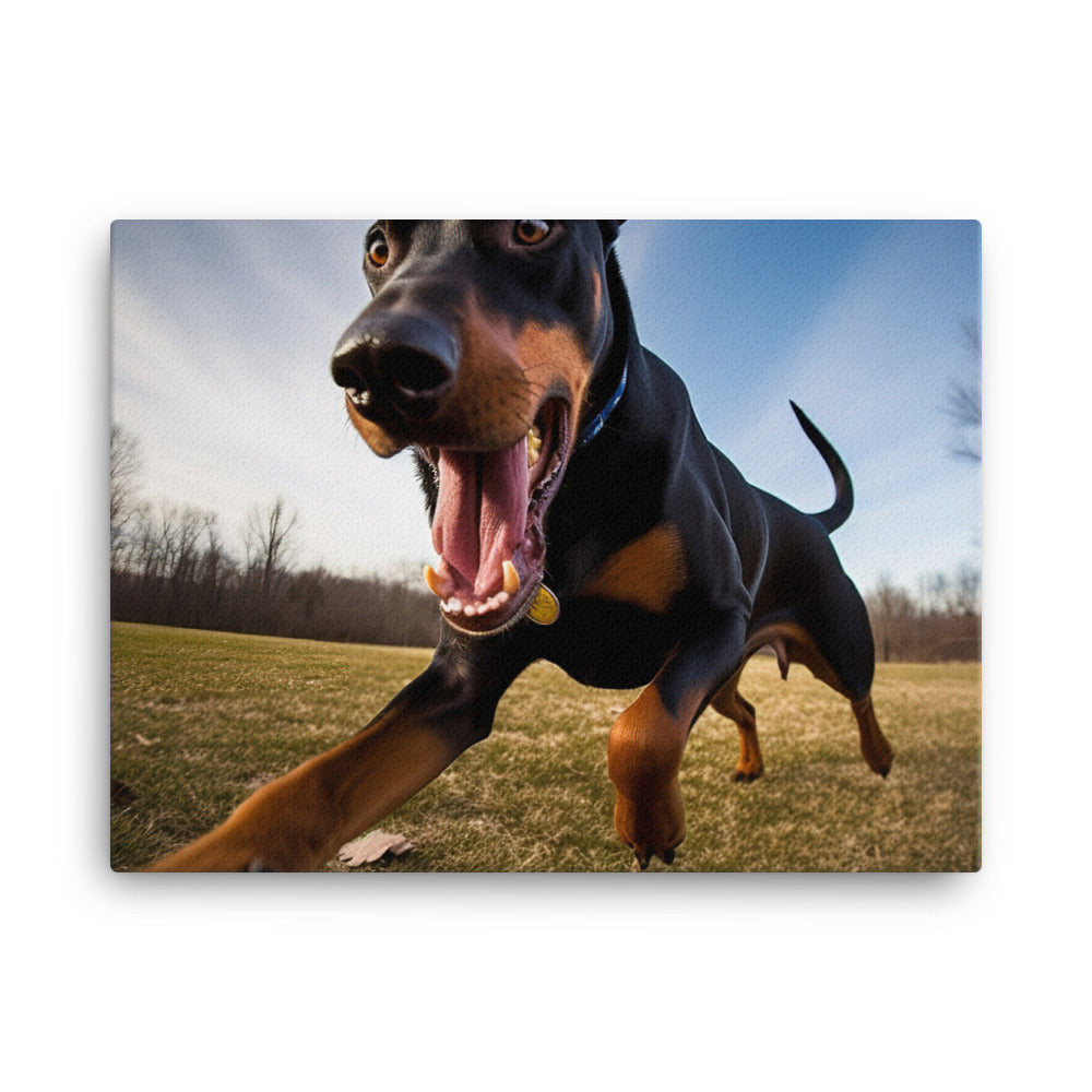 Doberman Pinschers love of running canvas - Posterfy.AI