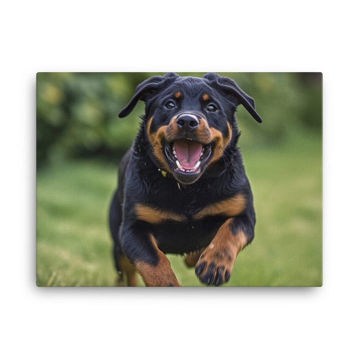 Rottweilers playful side in action canvas - Posterfy.AI