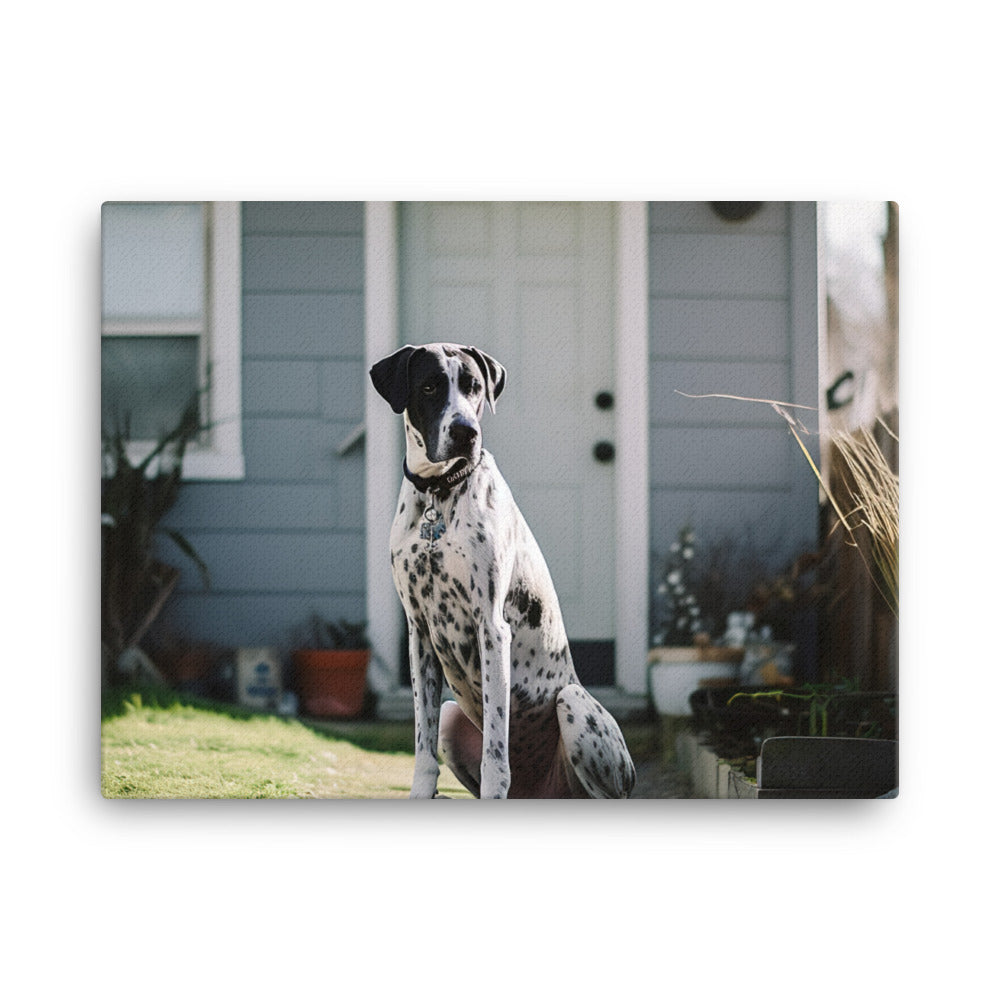 Loyal Great Dane Protecting His Home canvas - Posterfy.AI