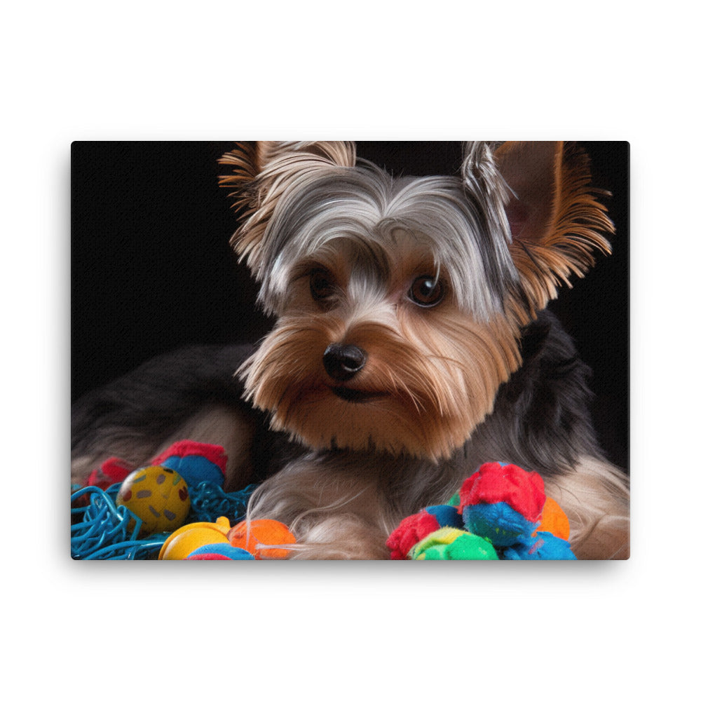 Yorkshire Terrier with Toys canvas - Posterfy.AI