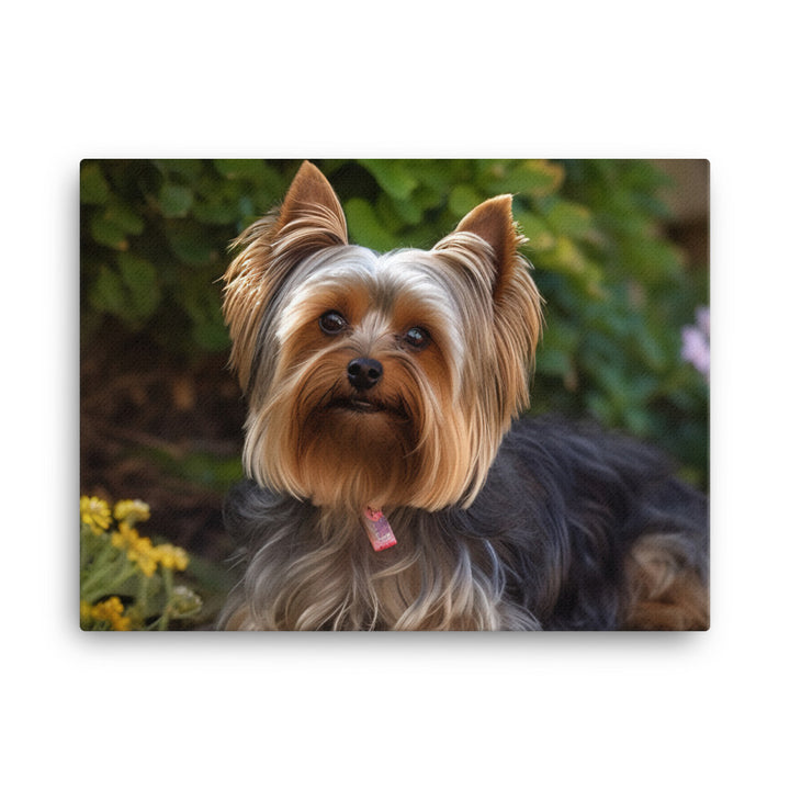 Yorkshire Terrier in the Garden canvas - Posterfy.AI